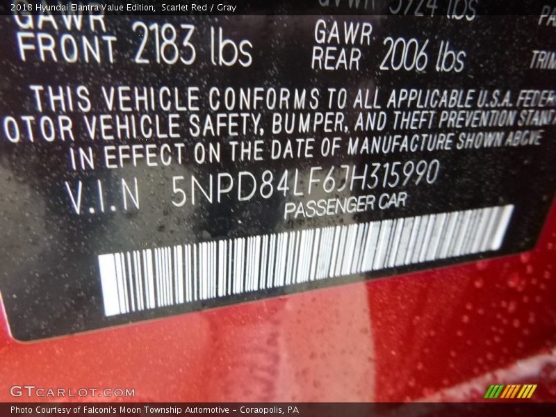 Scarlet Red / Gray 2018 Hyundai Elantra Value Edition