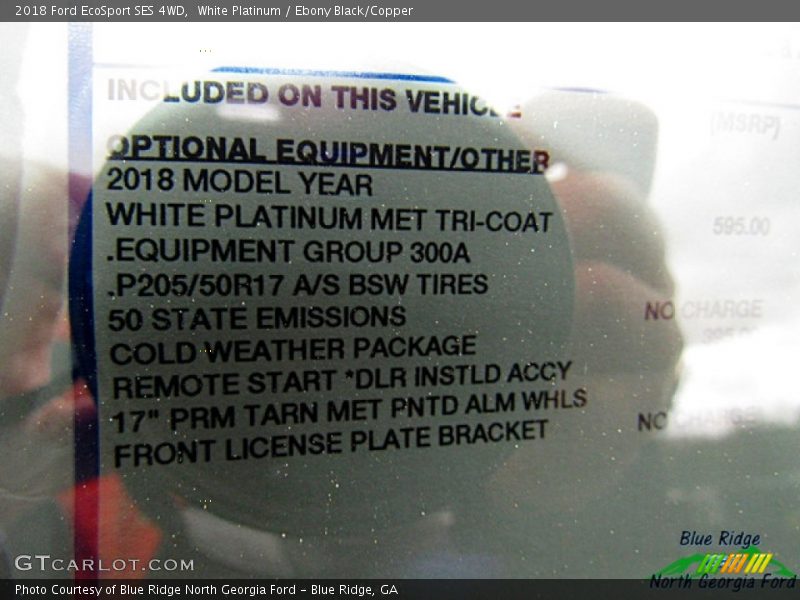 White Platinum / Ebony Black/Copper 2018 Ford EcoSport SES 4WD