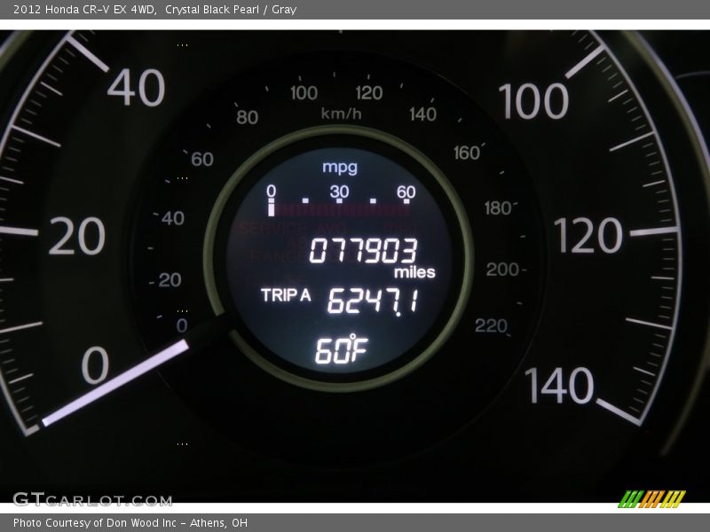 Crystal Black Pearl / Gray 2012 Honda CR-V EX 4WD