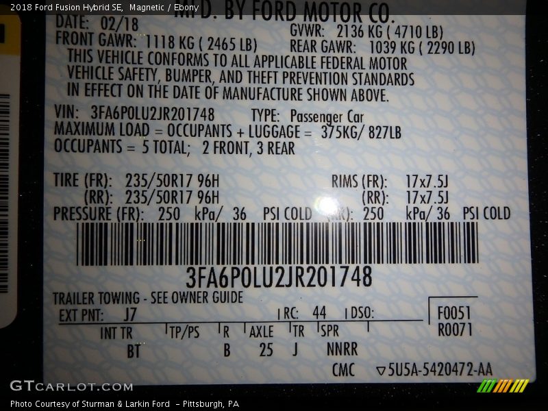 Magnetic / Ebony 2018 Ford Fusion Hybrid SE