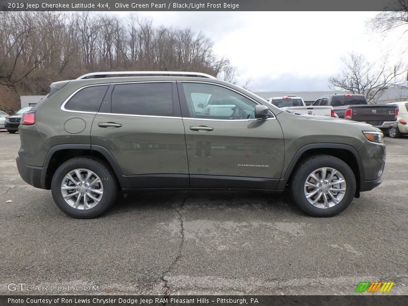 Olive Green Pearl / Black/Light Frost Beige 2019 Jeep Cherokee Latitude 4x4