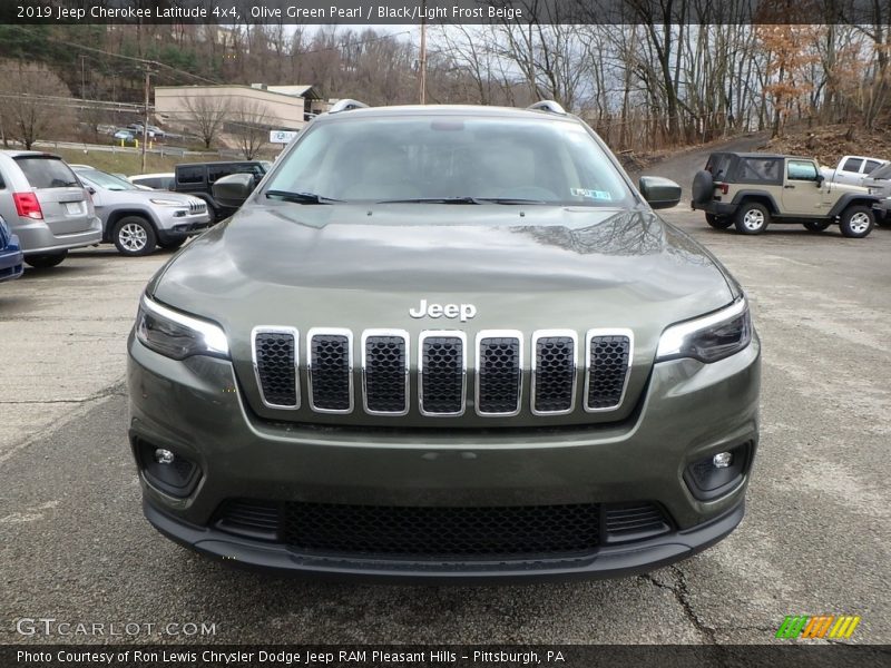 Olive Green Pearl / Black/Light Frost Beige 2019 Jeep Cherokee Latitude 4x4