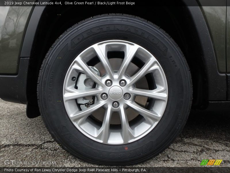 Olive Green Pearl / Black/Light Frost Beige 2019 Jeep Cherokee Latitude 4x4