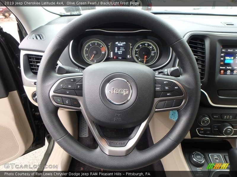 Olive Green Pearl / Black/Light Frost Beige 2019 Jeep Cherokee Latitude 4x4