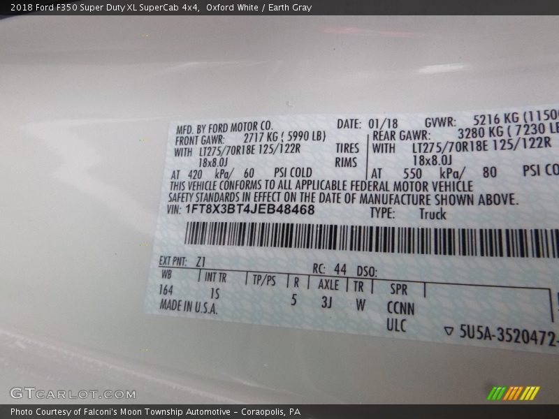 Oxford White / Earth Gray 2018 Ford F350 Super Duty XL SuperCab 4x4