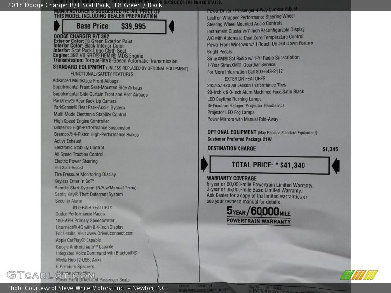 F8 Green / Black 2018 Dodge Charger R/T Scat Pack