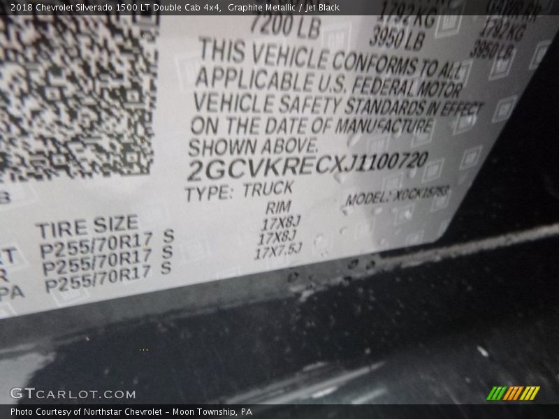 Graphite Metallic / Jet Black 2018 Chevrolet Silverado 1500 LT Double Cab 4x4