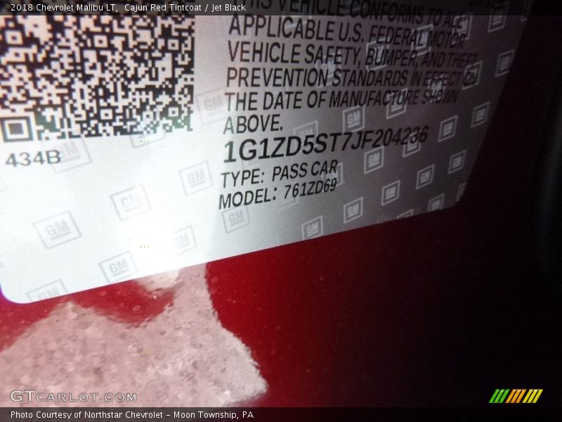 Cajun Red Tintcoat / Jet Black 2018 Chevrolet Malibu LT