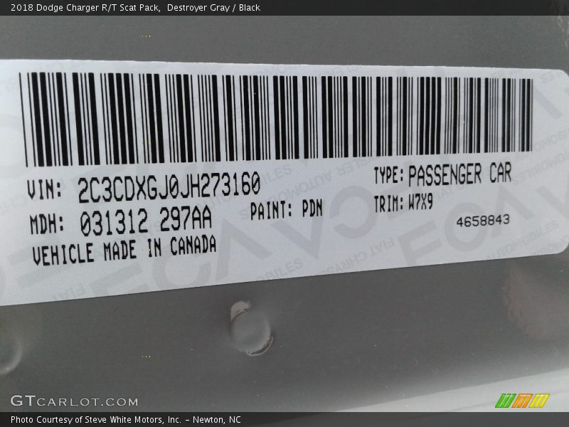 Destroyer Gray / Black 2018 Dodge Charger R/T Scat Pack