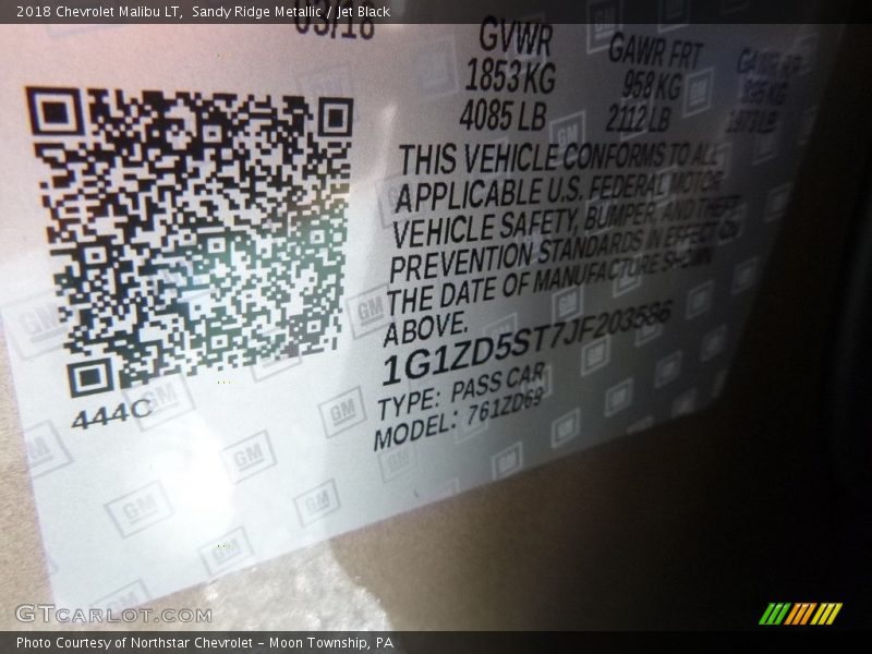 Sandy Ridge Metallic / Jet Black 2018 Chevrolet Malibu LT