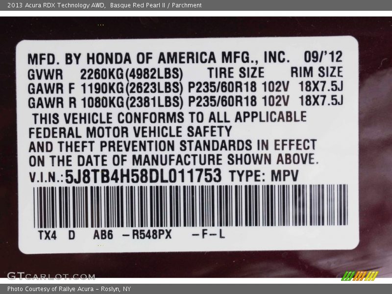 Basque Red Pearl II / Parchment 2013 Acura RDX Technology AWD