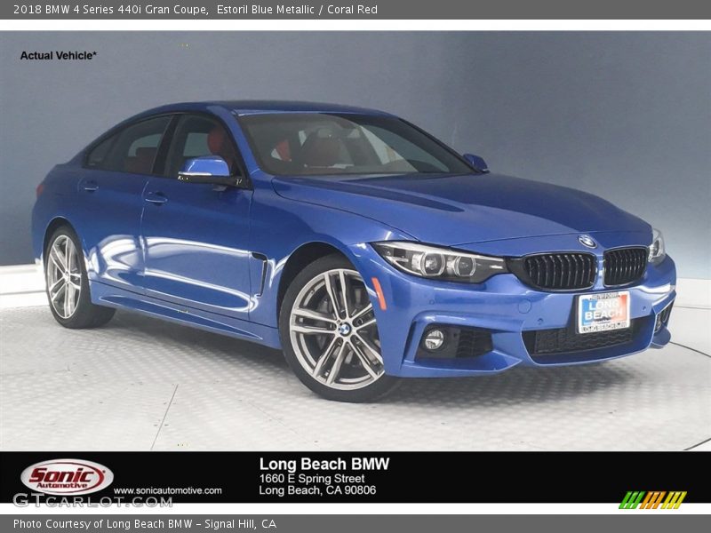 Estoril Blue Metallic / Coral Red 2018 BMW 4 Series 440i Gran Coupe