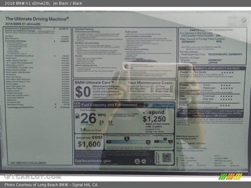 Jet Black / Black 2018 BMW X1 sDrive28i