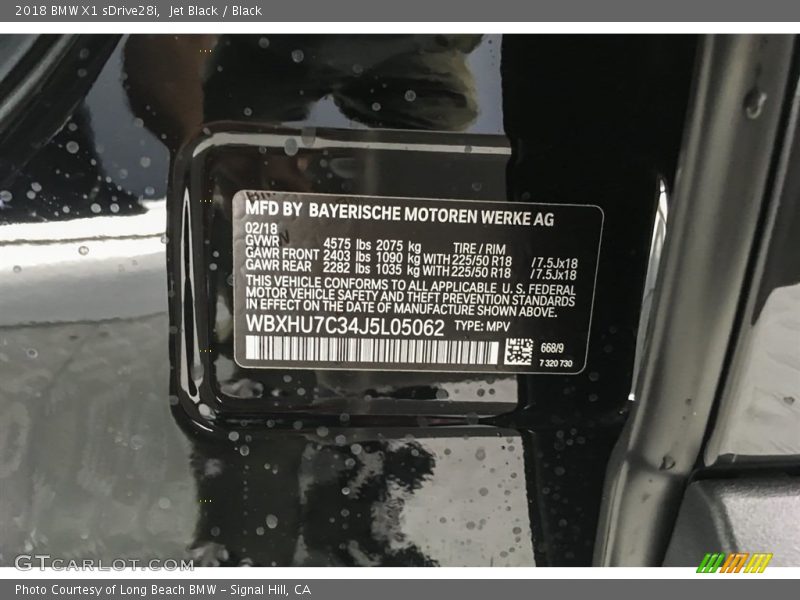 Jet Black / Black 2018 BMW X1 sDrive28i