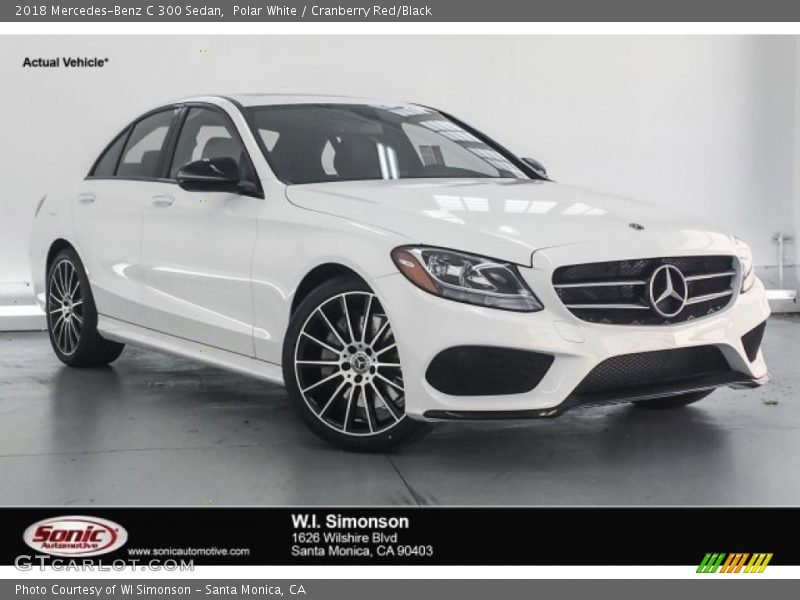 Polar White / Cranberry Red/Black 2018 Mercedes-Benz C 300 Sedan