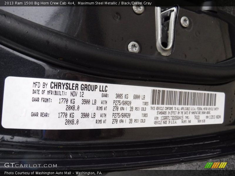 Maximum Steel Metallic / Black/Diesel Gray 2013 Ram 1500 Big Horn Crew Cab 4x4