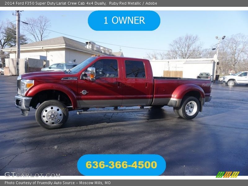Ruby Red Metallic / Adobe 2014 Ford F350 Super Duty Lariat Crew Cab 4x4 Dually