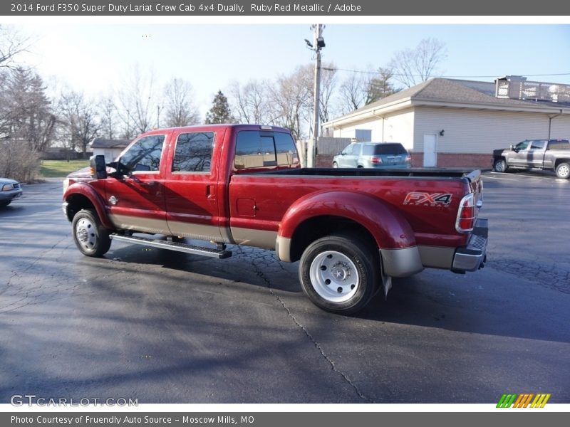 Ruby Red Metallic / Adobe 2014 Ford F350 Super Duty Lariat Crew Cab 4x4 Dually