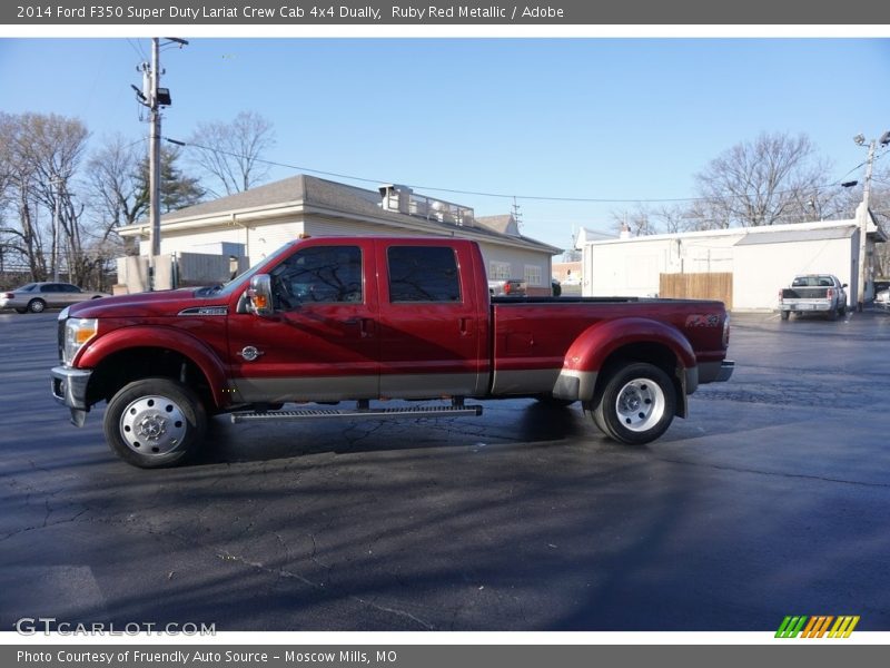 Ruby Red Metallic / Adobe 2014 Ford F350 Super Duty Lariat Crew Cab 4x4 Dually
