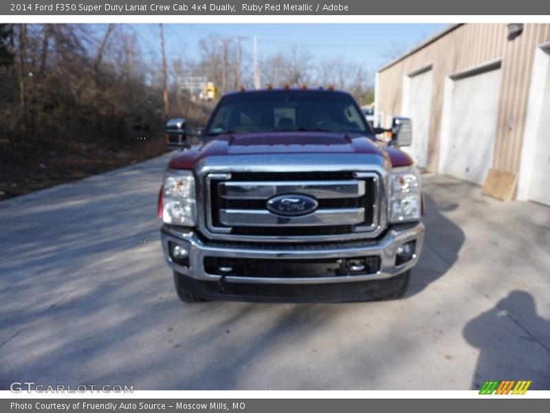 Ruby Red Metallic / Adobe 2014 Ford F350 Super Duty Lariat Crew Cab 4x4 Dually