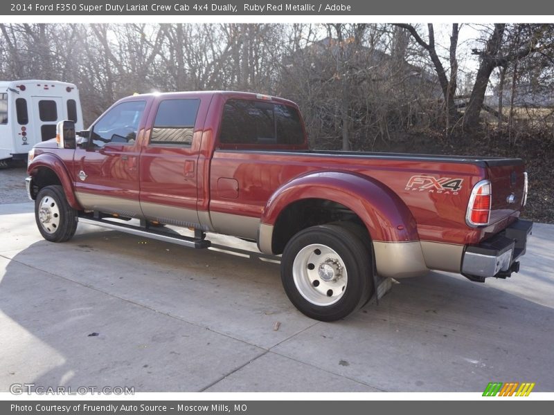 Ruby Red Metallic / Adobe 2014 Ford F350 Super Duty Lariat Crew Cab 4x4 Dually