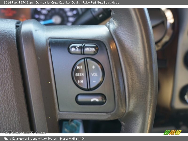 Ruby Red Metallic / Adobe 2014 Ford F350 Super Duty Lariat Crew Cab 4x4 Dually