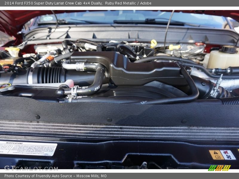 Ruby Red Metallic / Adobe 2014 Ford F350 Super Duty Lariat Crew Cab 4x4 Dually