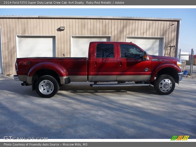 Ruby Red Metallic / Adobe 2014 Ford F350 Super Duty Lariat Crew Cab 4x4 Dually