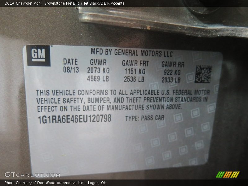 Brownstone Metallic / Jet Black/Dark Accents 2014 Chevrolet Volt