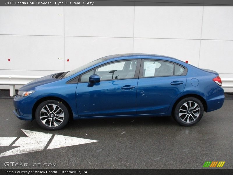 Dyno Blue Pearl / Gray 2015 Honda Civic EX Sedan