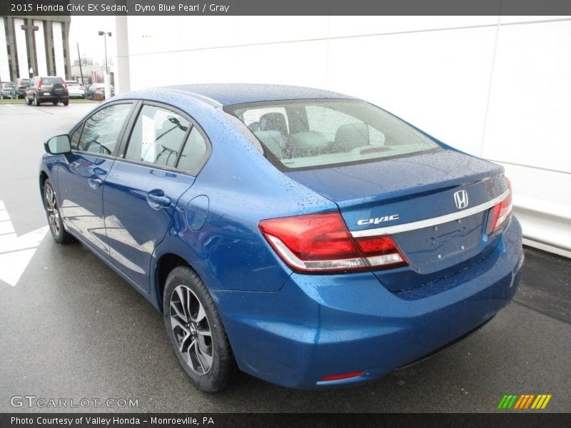 Dyno Blue Pearl / Gray 2015 Honda Civic EX Sedan