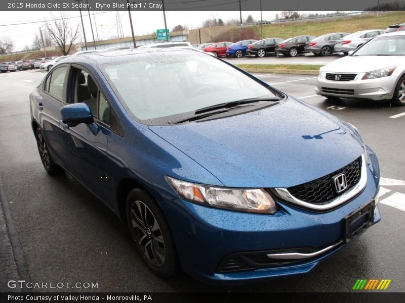 Dyno Blue Pearl / Gray 2015 Honda Civic EX Sedan