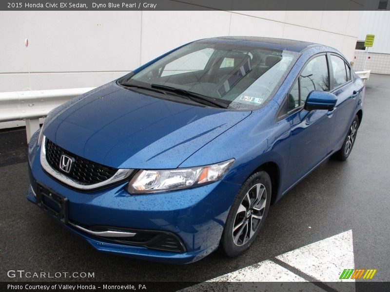 Dyno Blue Pearl / Gray 2015 Honda Civic EX Sedan