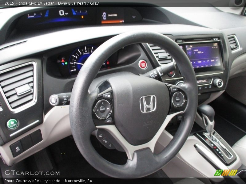 Dyno Blue Pearl / Gray 2015 Honda Civic EX Sedan