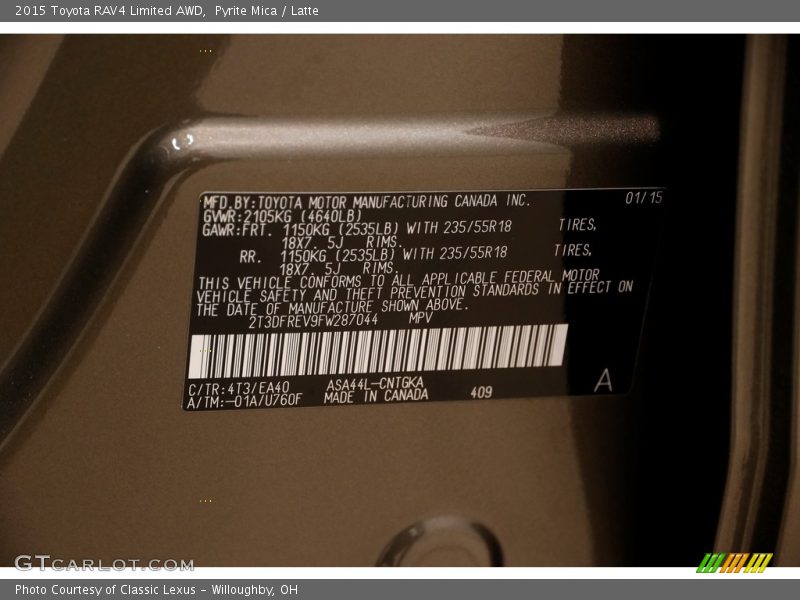 Pyrite Mica / Latte 2015 Toyota RAV4 Limited AWD