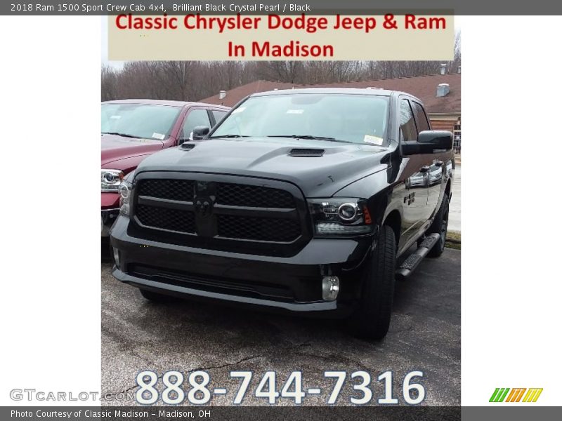 Brilliant Black Crystal Pearl / Black 2018 Ram 1500 Sport Crew Cab 4x4