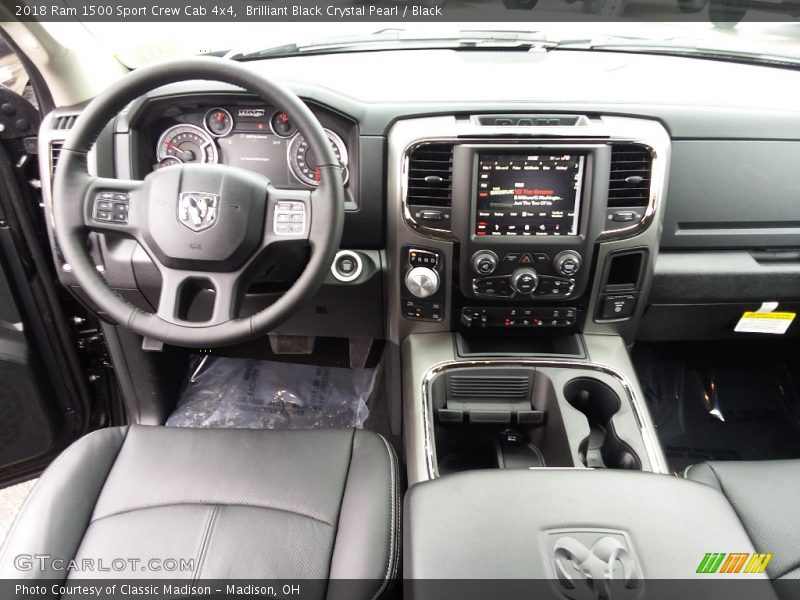 Brilliant Black Crystal Pearl / Black 2018 Ram 1500 Sport Crew Cab 4x4
