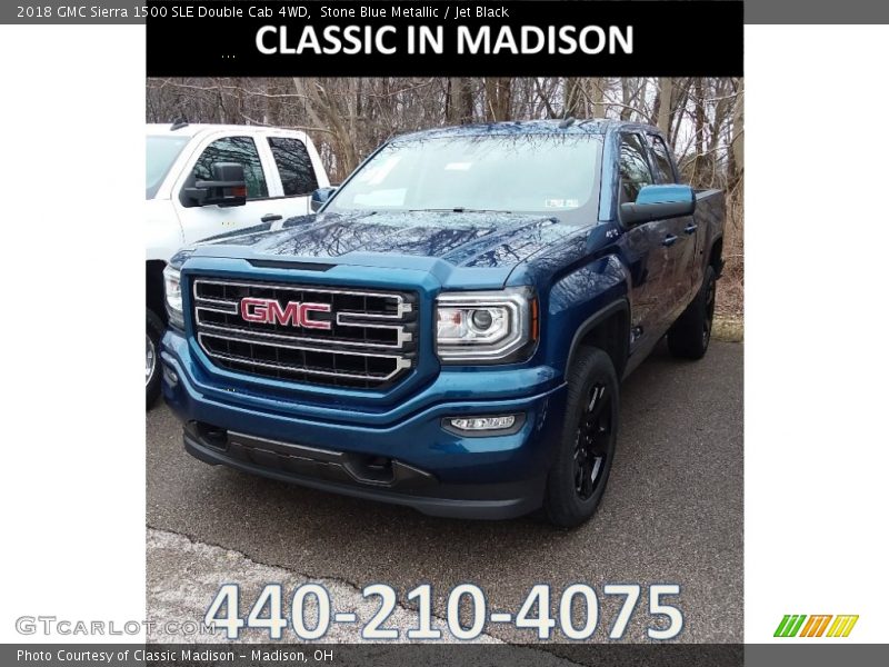 Stone Blue Metallic / Jet Black 2018 GMC Sierra 1500 SLE Double Cab 4WD