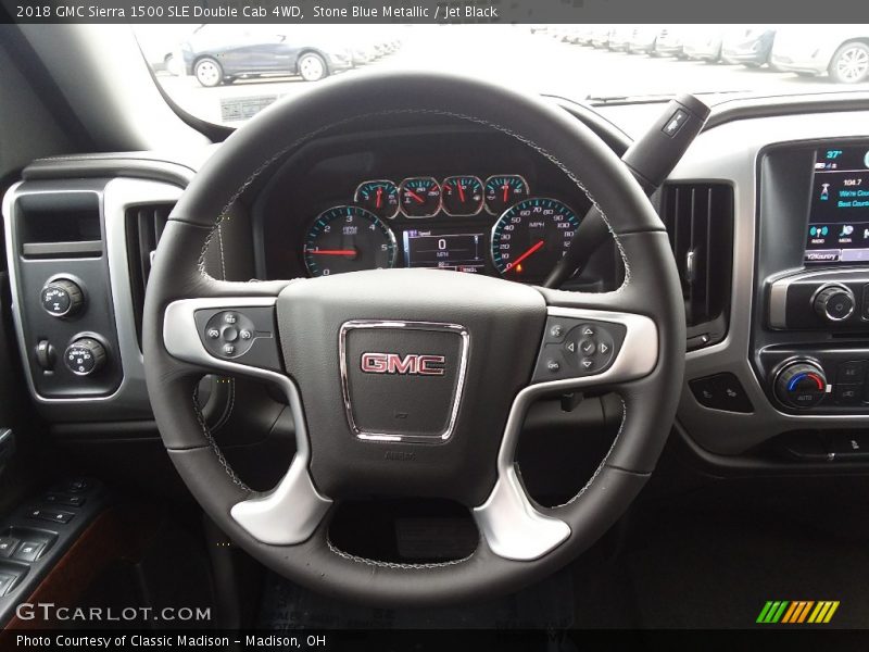 Stone Blue Metallic / Jet Black 2018 GMC Sierra 1500 SLE Double Cab 4WD