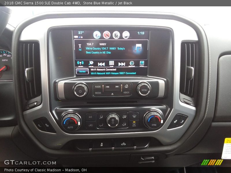 Stone Blue Metallic / Jet Black 2018 GMC Sierra 1500 SLE Double Cab 4WD