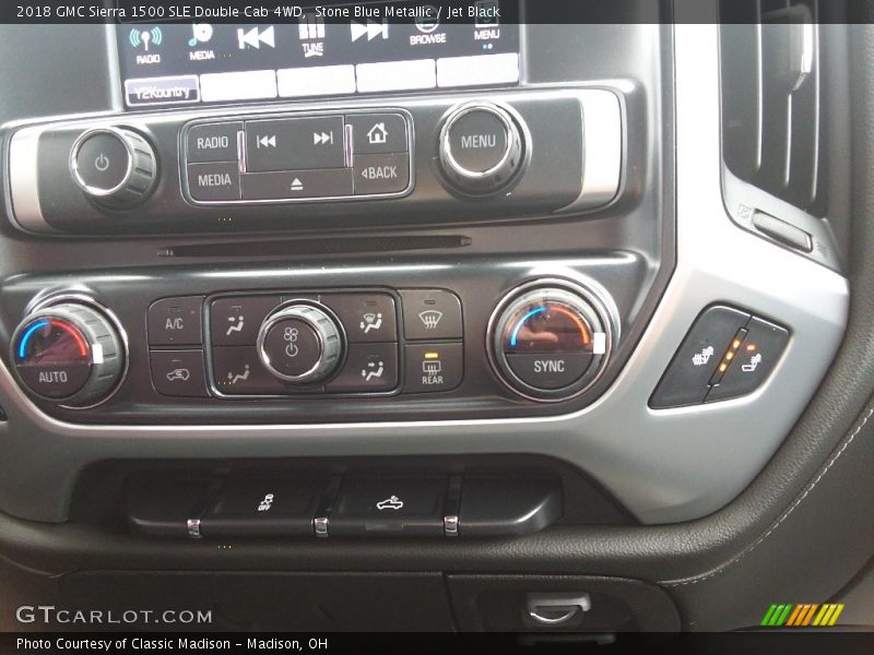 Stone Blue Metallic / Jet Black 2018 GMC Sierra 1500 SLE Double Cab 4WD