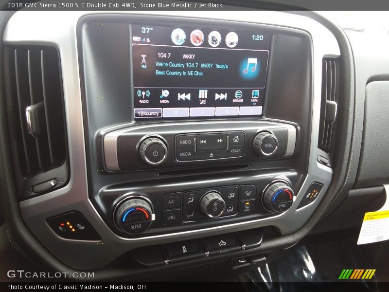 Stone Blue Metallic / Jet Black 2018 GMC Sierra 1500 SLE Double Cab 4WD