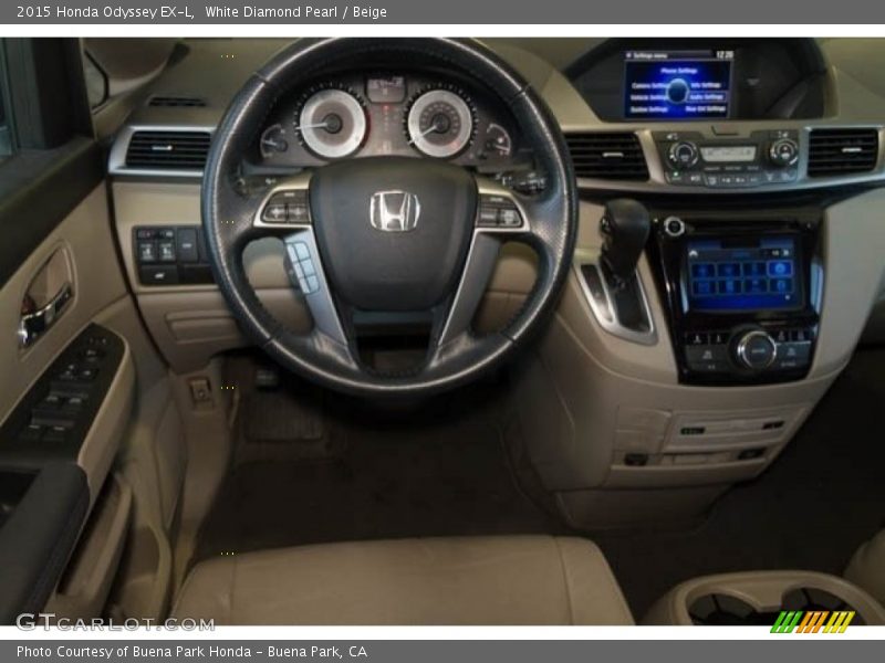 White Diamond Pearl / Beige 2015 Honda Odyssey EX-L