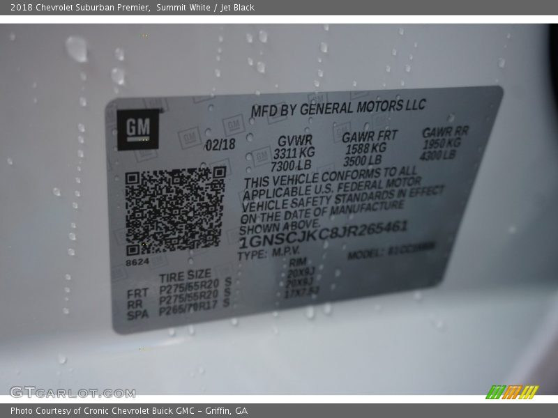 Summit White / Jet Black 2018 Chevrolet Suburban Premier