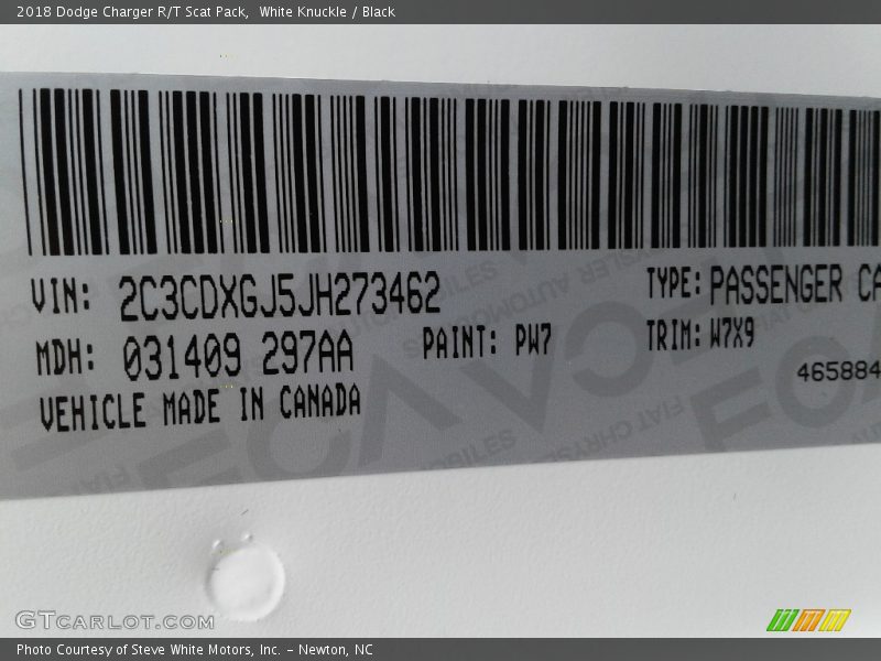 White Knuckle / Black 2018 Dodge Charger R/T Scat Pack