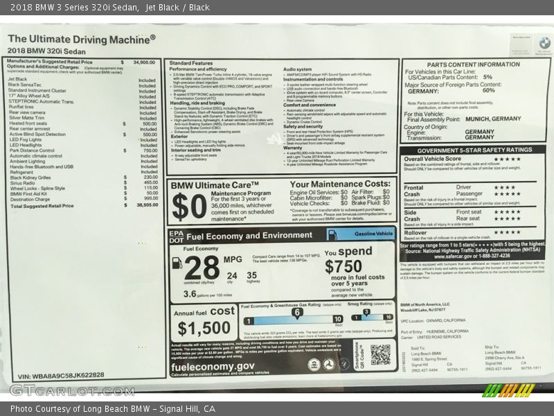 Jet Black / Black 2018 BMW 3 Series 320i Sedan
