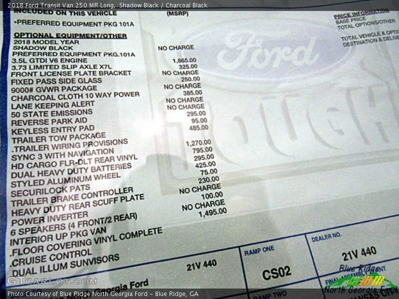 Shadow Black / Charcoal Black 2018 Ford Transit Van 250 MR Long