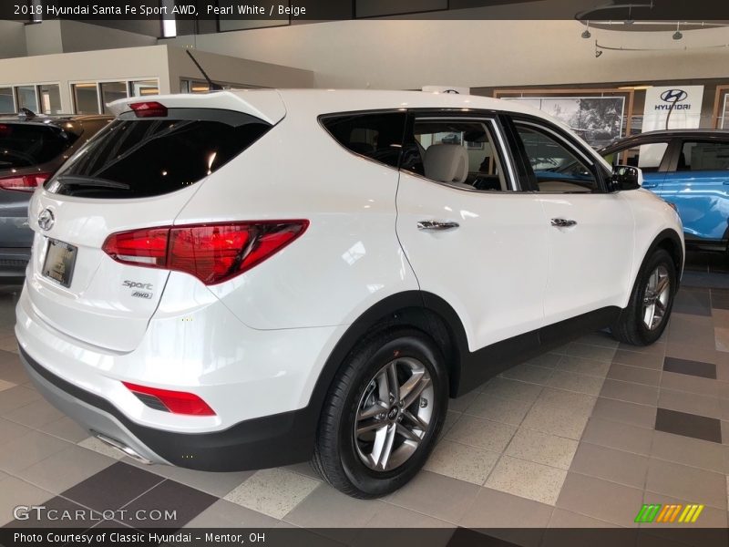Pearl White / Beige 2018 Hyundai Santa Fe Sport AWD