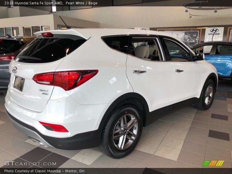 Pearl White / Beige 2018 Hyundai Santa Fe Sport AWD