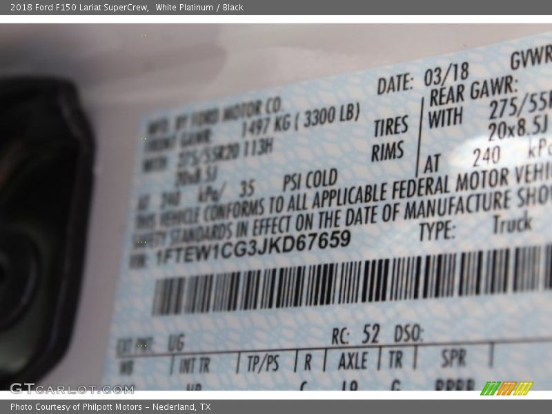 White Platinum / Black 2018 Ford F150 Lariat SuperCrew